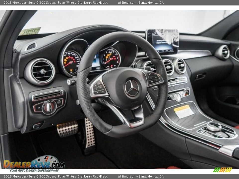 2018 Mercedes-Benz C 300 Sedan Polar White / Cranberry Red/Black Photo #6
