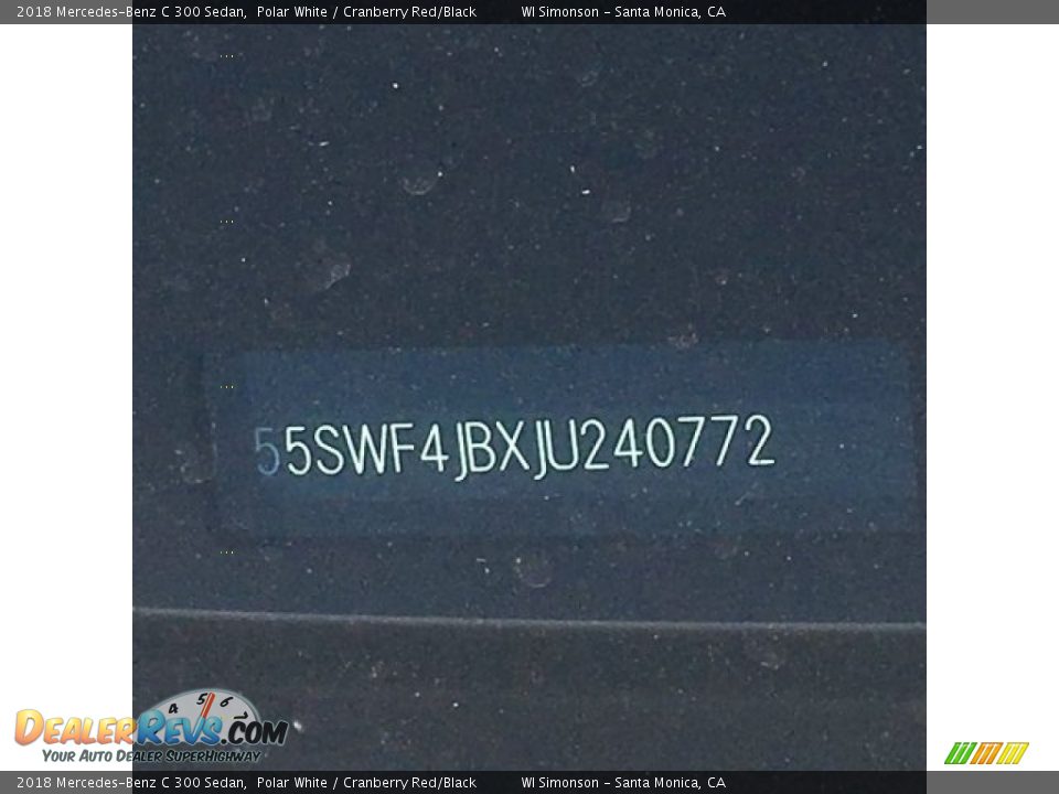 2018 Mercedes-Benz C 300 Sedan Polar White / Cranberry Red/Black Photo #10