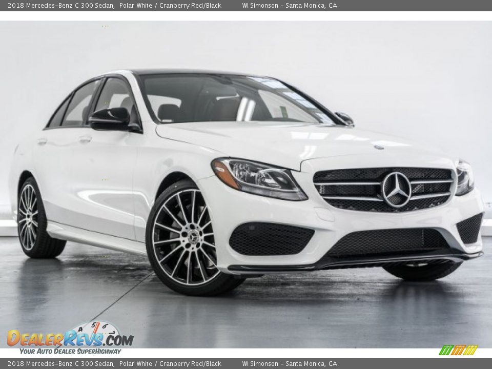 2018 Mercedes-Benz C 300 Sedan Polar White / Cranberry Red/Black Photo #12
