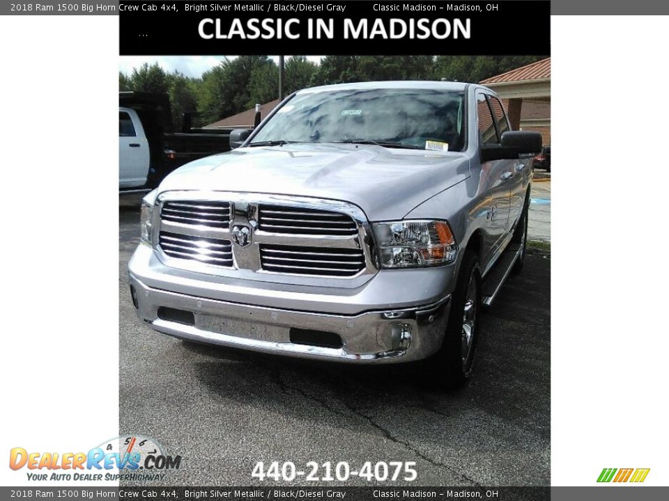 2018 Ram 1500 Big Horn Crew Cab 4x4 Bright Silver Metallic / Black/Diesel Gray Photo #1