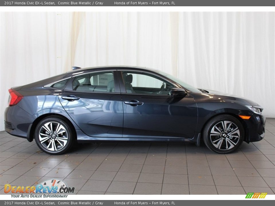 2017 Honda Civic EX-L Sedan Cosmic Blue Metallic / Gray Photo #3