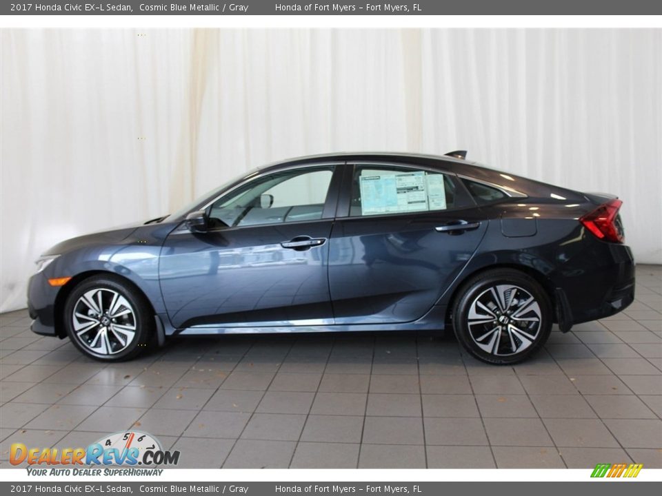 2017 Honda Civic EX-L Sedan Cosmic Blue Metallic / Gray Photo #5