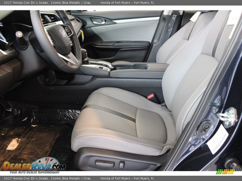 2017 Honda Civic EX-L Sedan Cosmic Blue Metallic / Gray Photo #9