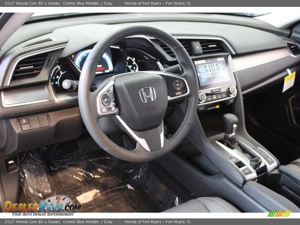 2017 Honda Civic EX-L Sedan Cosmic Blue Metallic / Gray Photo #11