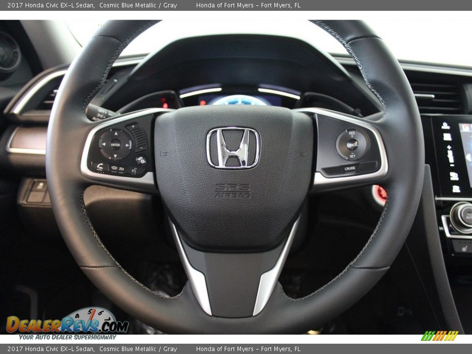 2017 Honda Civic EX-L Sedan Cosmic Blue Metallic / Gray Photo #12