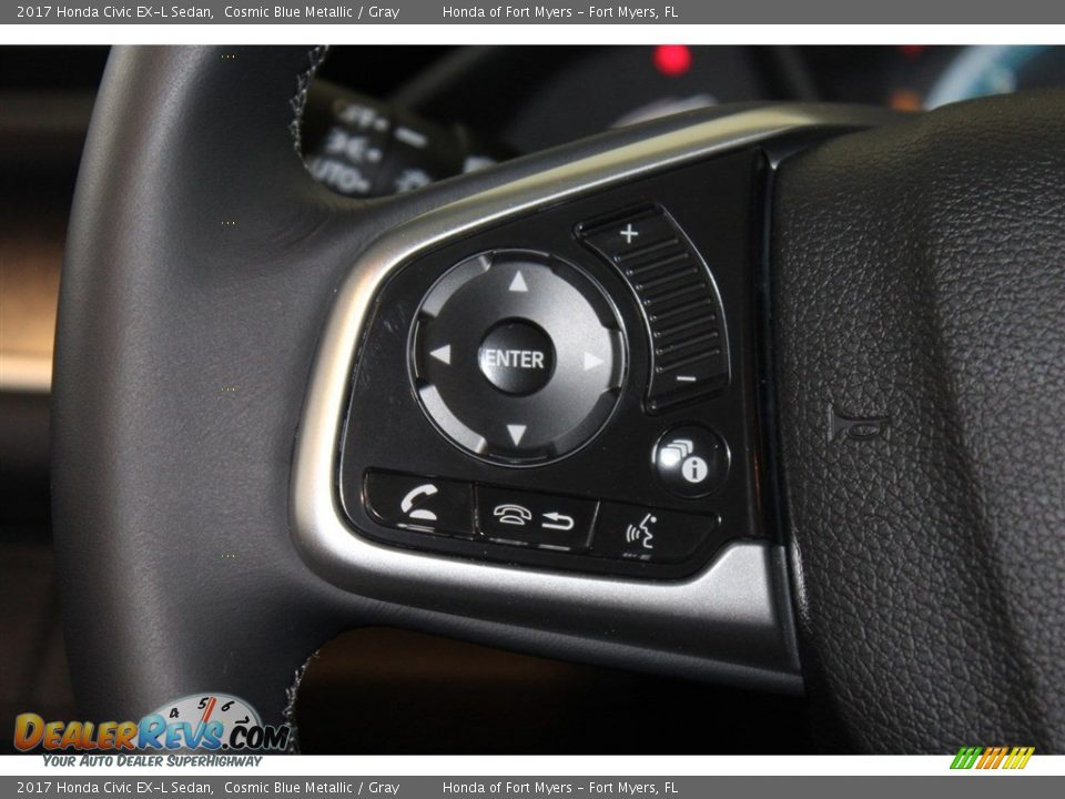 2017 Honda Civic EX-L Sedan Cosmic Blue Metallic / Gray Photo #13