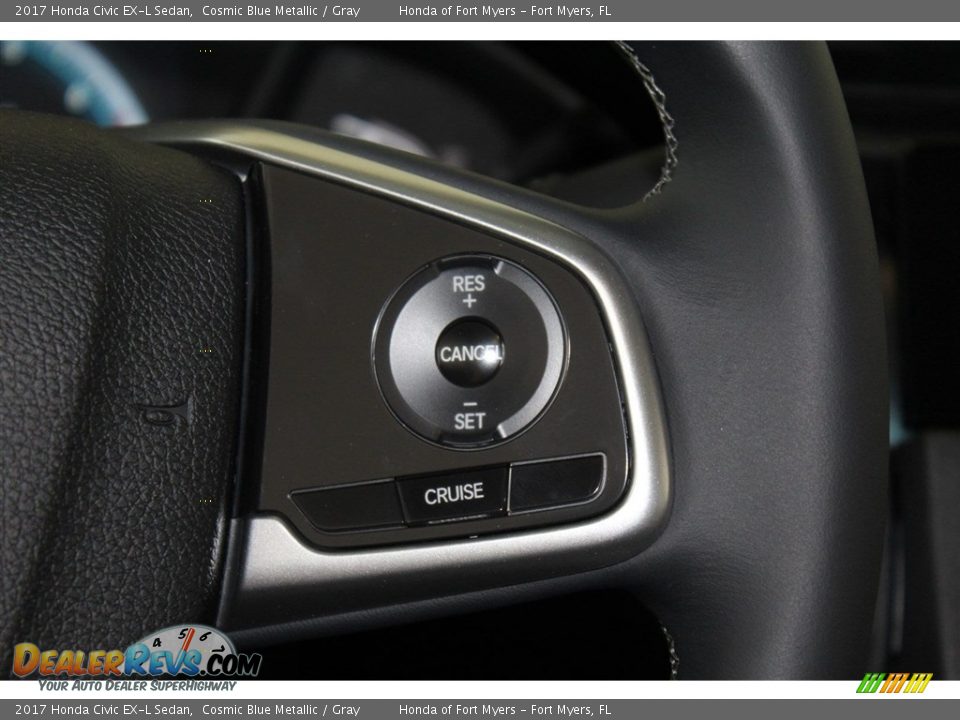 2017 Honda Civic EX-L Sedan Cosmic Blue Metallic / Gray Photo #14