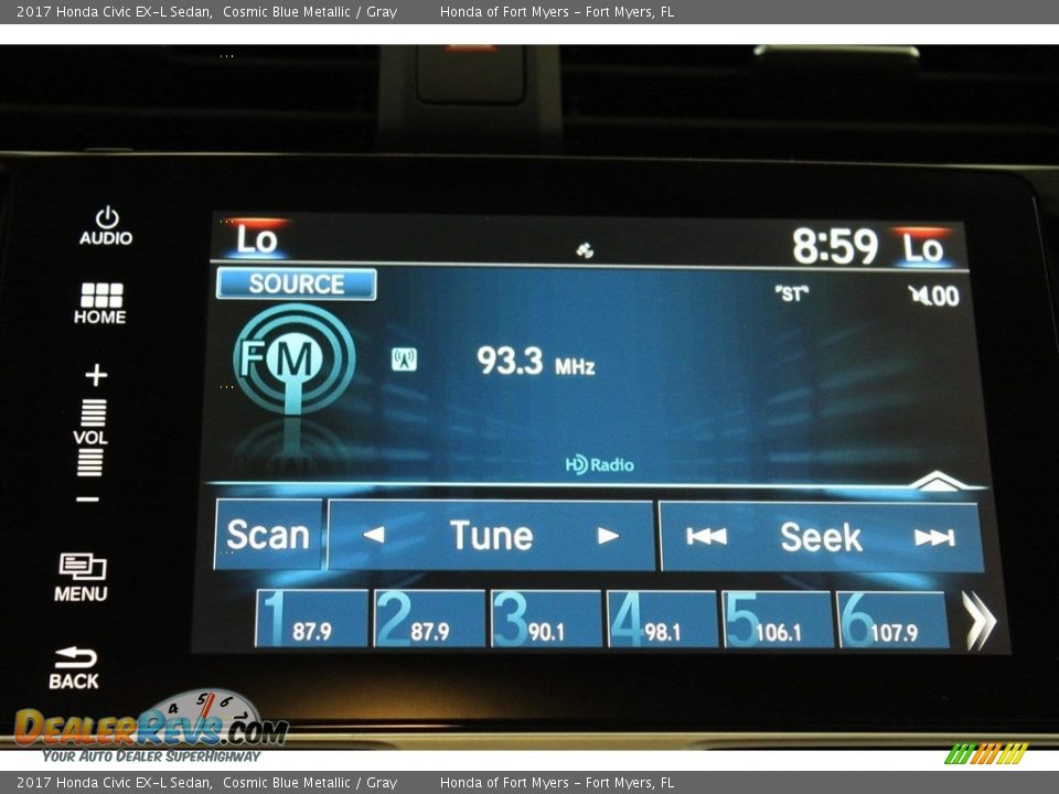 2017 Honda Civic EX-L Sedan Cosmic Blue Metallic / Gray Photo #17