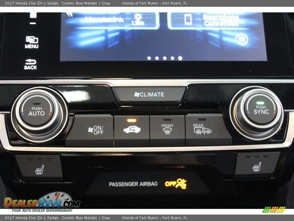 2017 Honda Civic EX-L Sedan Cosmic Blue Metallic / Gray Photo #19