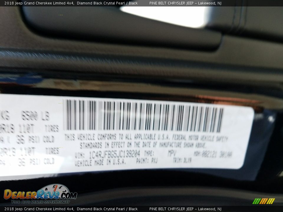 2018 Jeep Grand Cherokee Limited 4x4 Diamond Black Crystal Pearl / Black Photo #8