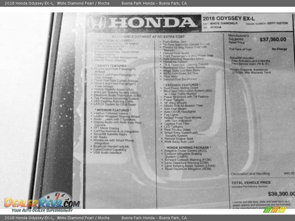 2018 Honda Odyssey EX-L White Diamond Pearl / Mocha Photo #19