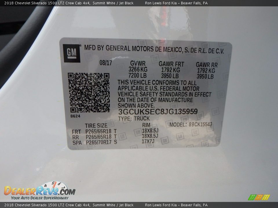2018 Chevrolet Silverado 1500 LTZ Crew Cab 4x4 Summit White / Jet Black Photo #14