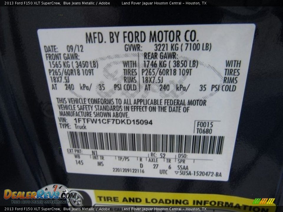 2013 Ford F150 XLT SuperCrew Blue Jeans Metallic / Adobe Photo #32