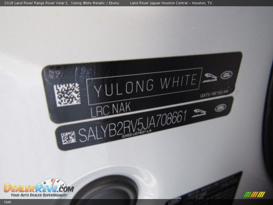 Land Rover Color Code NAK Yulong White Metallic