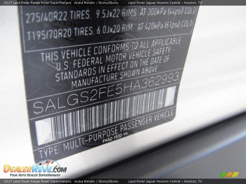 2017 Land Rover Range Rover Supercharged Aruba Metallic / Ebony/Ebony Photo #24