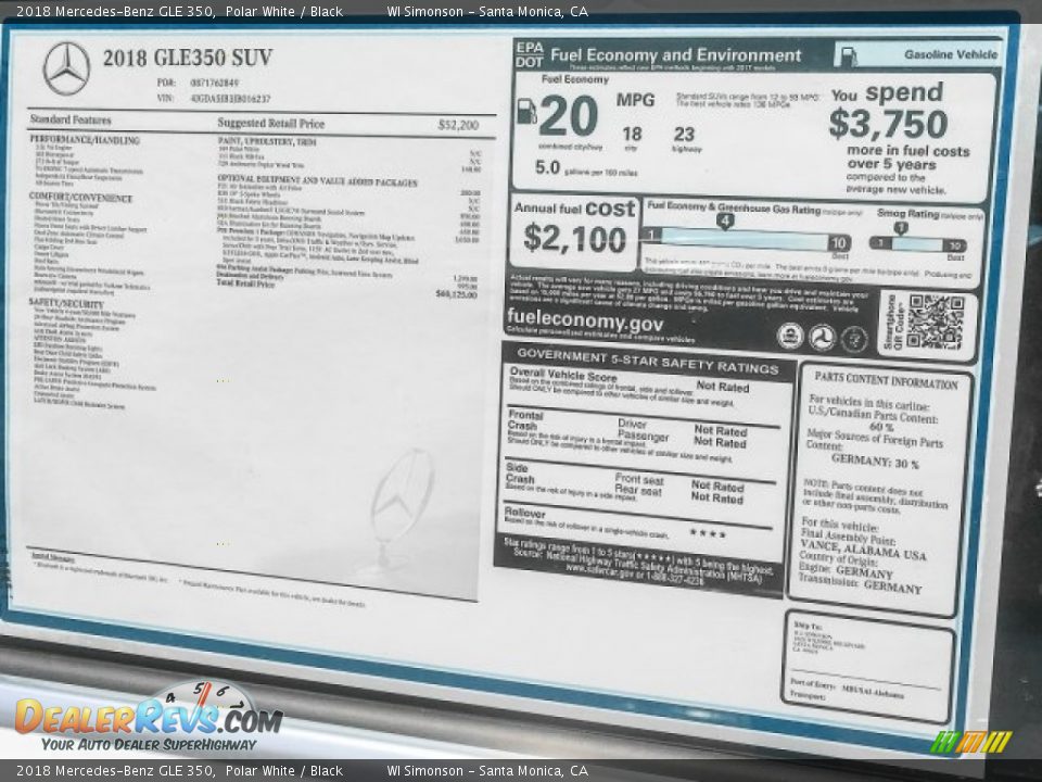 2018 Mercedes-Benz GLE 350 Polar White / Black Photo #11