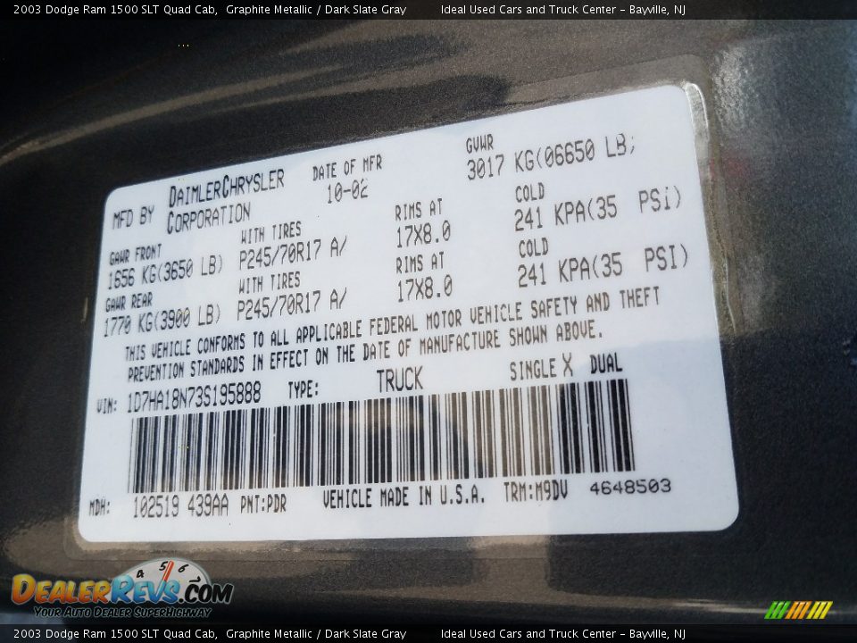2003 Dodge Ram 1500 SLT Quad Cab Graphite Metallic / Dark Slate Gray Photo #9