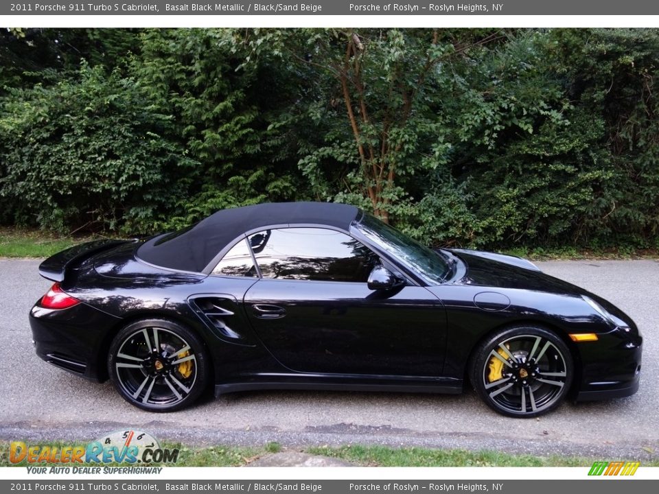 2011 Porsche 911 Turbo S Cabriolet Basalt Black Metallic / Black/Sand Beige Photo #7
