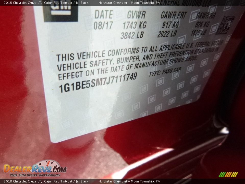 2018 Chevrolet Cruze LT Cajun Red Tintcoat / Jet Black Photo #17