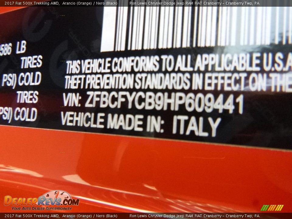 2017 Fiat 500X Trekking AWD Arancio (Orange) / Nero (Black) Photo #15