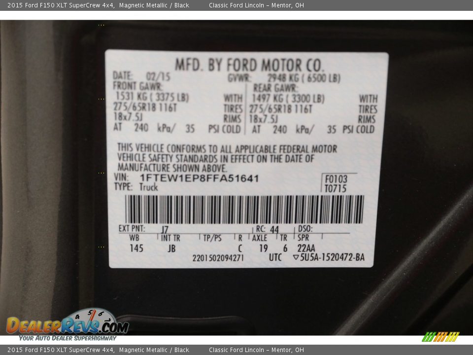 2015 Ford F150 XLT SuperCrew 4x4 Magnetic Metallic / Black Photo #21