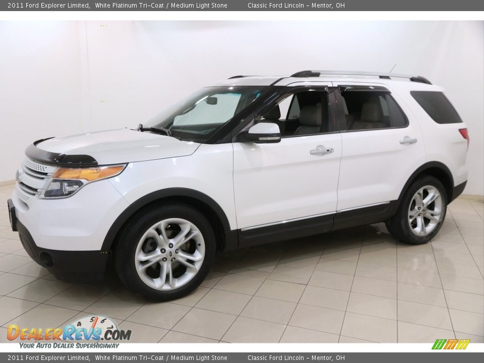 2011 Ford Explorer Limited White Platinum Tri-Coat / Medium Light Stone Photo #3