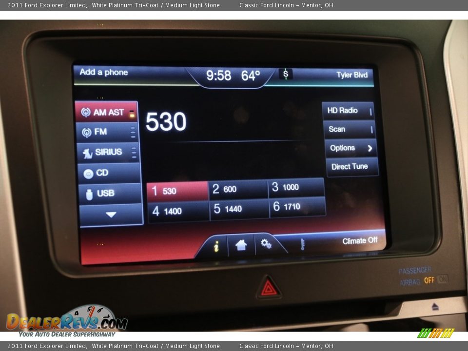 2011 Ford Explorer Limited White Platinum Tri-Coat / Medium Light Stone Photo #11