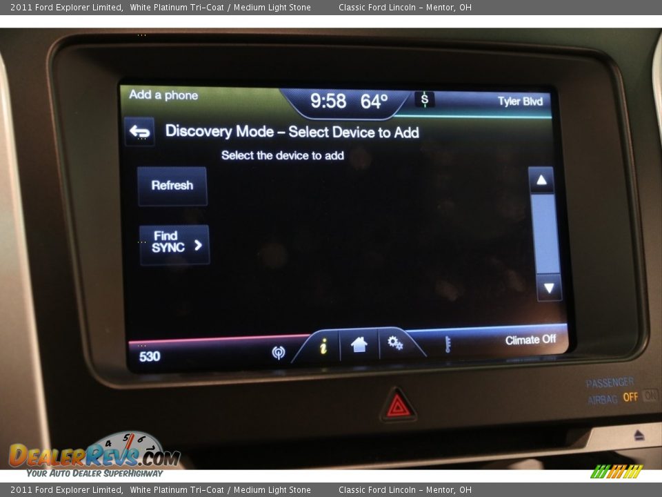 2011 Ford Explorer Limited White Platinum Tri-Coat / Medium Light Stone Photo #12