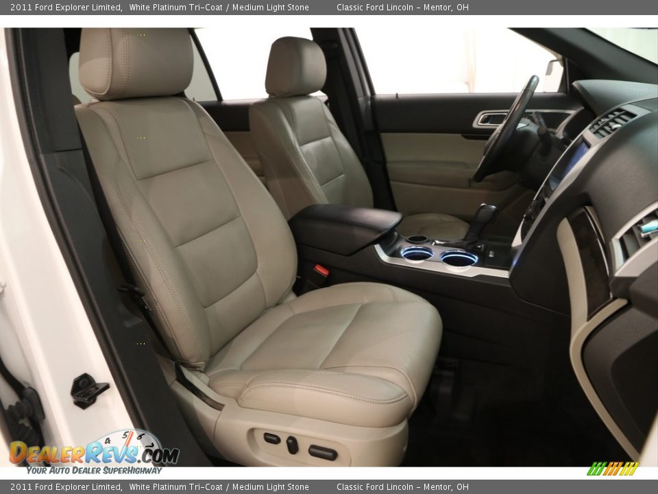 2011 Ford Explorer Limited White Platinum Tri-Coat / Medium Light Stone Photo #14