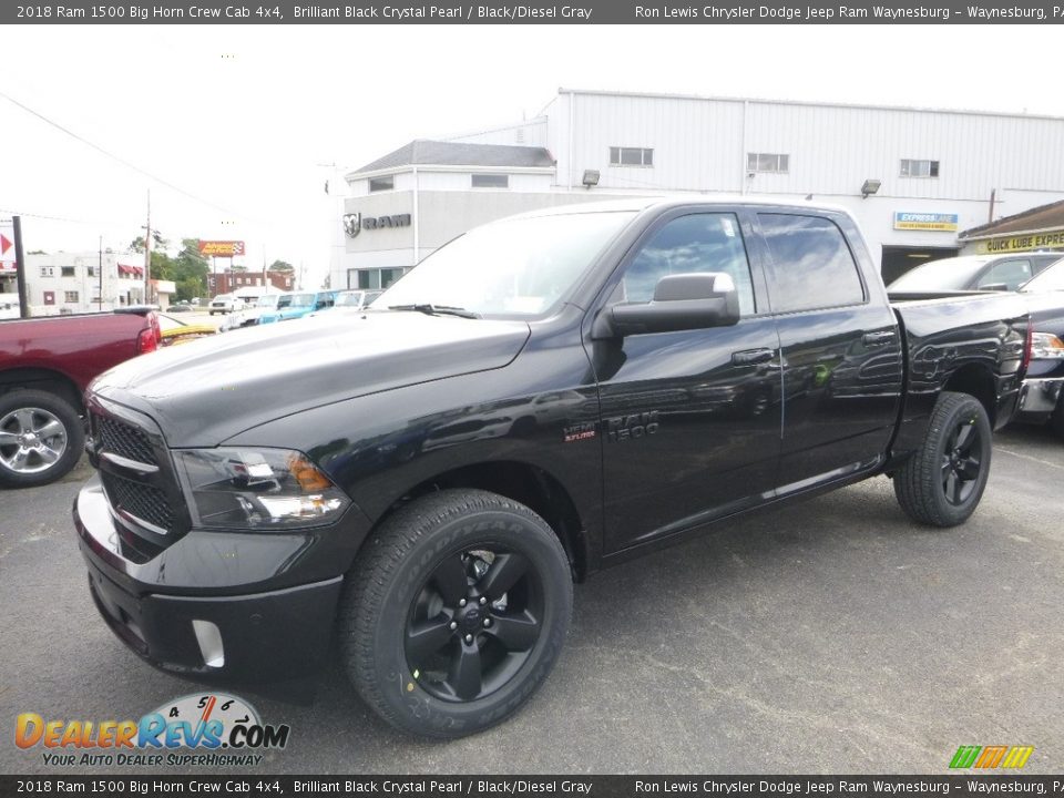 2018 Ram 1500 Big Horn Crew Cab 4x4 Brilliant Black Crystal Pearl / Black/Diesel Gray Photo #1