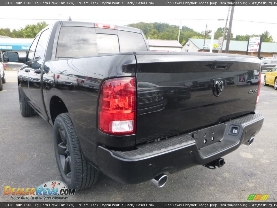 2018 Ram 1500 Big Horn Crew Cab 4x4 Brilliant Black Crystal Pearl / Black/Diesel Gray Photo #3