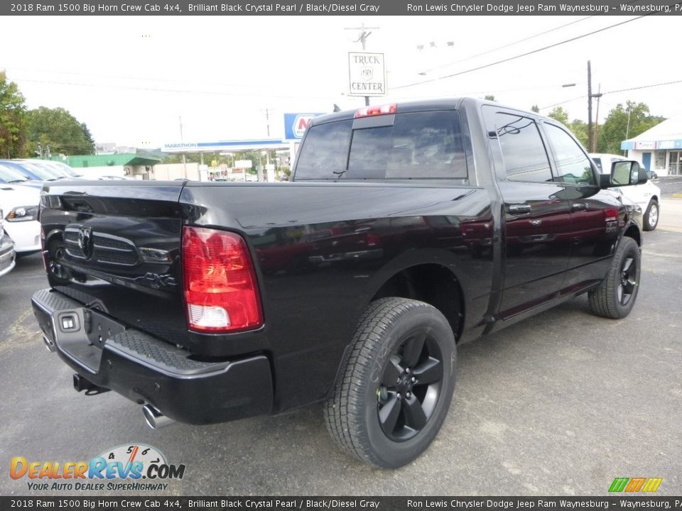 2018 Ram 1500 Big Horn Crew Cab 4x4 Brilliant Black Crystal Pearl / Black/Diesel Gray Photo #5