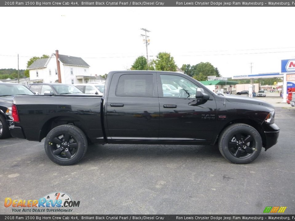 2018 Ram 1500 Big Horn Crew Cab 4x4 Brilliant Black Crystal Pearl / Black/Diesel Gray Photo #6