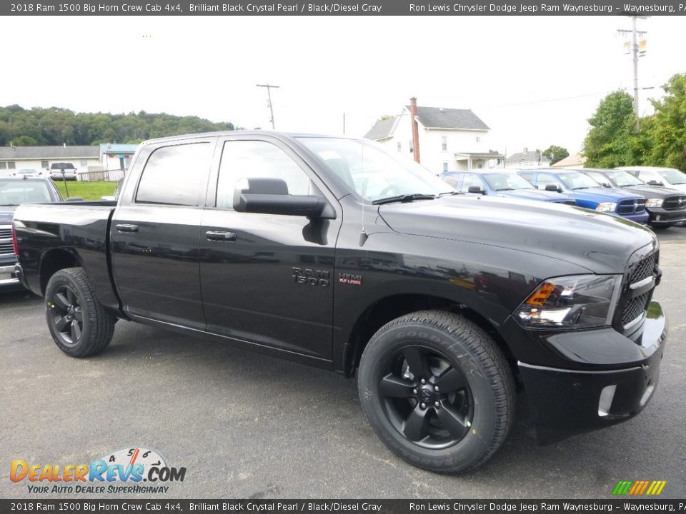 2018 Ram 1500 Big Horn Crew Cab 4x4 Brilliant Black Crystal Pearl / Black/Diesel Gray Photo #7