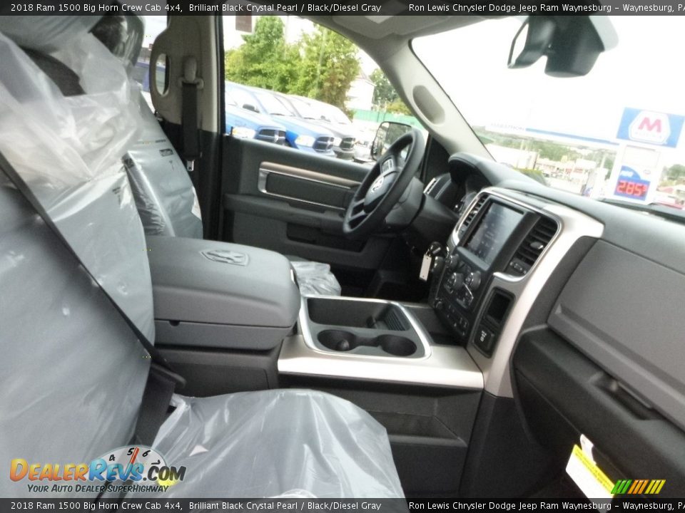 2018 Ram 1500 Big Horn Crew Cab 4x4 Brilliant Black Crystal Pearl / Black/Diesel Gray Photo #10
