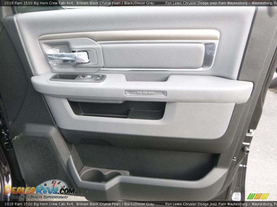 2018 Ram 1500 Big Horn Crew Cab 4x4 Brilliant Black Crystal Pearl / Black/Diesel Gray Photo #12