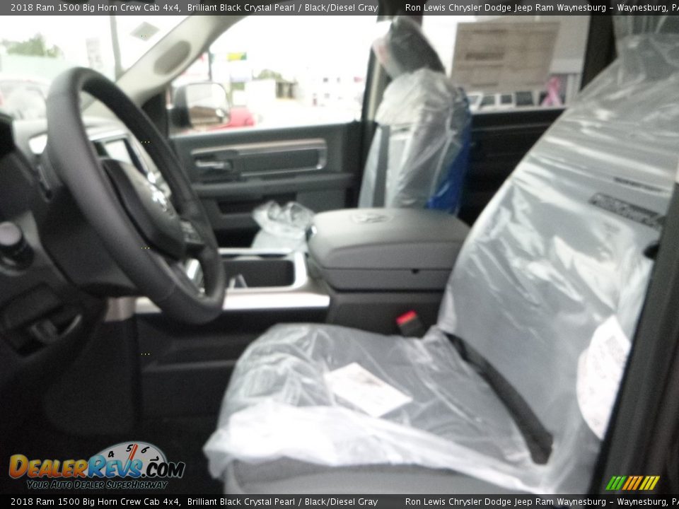 2018 Ram 1500 Big Horn Crew Cab 4x4 Brilliant Black Crystal Pearl / Black/Diesel Gray Photo #14
