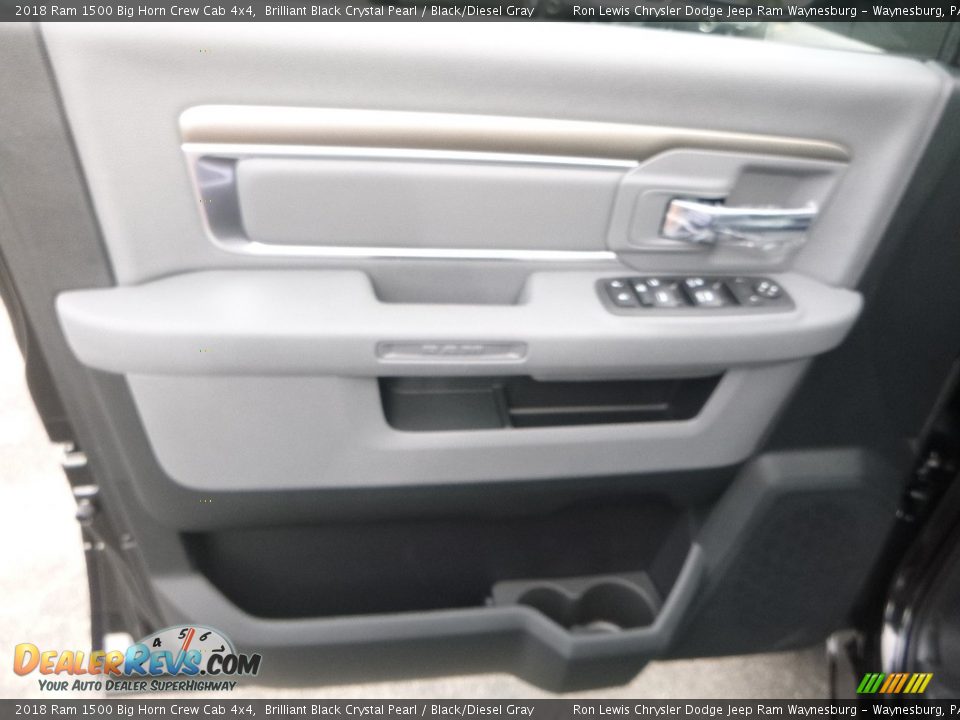 2018 Ram 1500 Big Horn Crew Cab 4x4 Brilliant Black Crystal Pearl / Black/Diesel Gray Photo #15