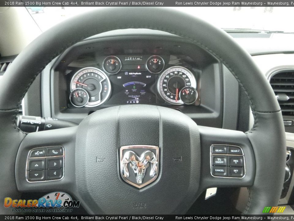 2018 Ram 1500 Big Horn Crew Cab 4x4 Brilliant Black Crystal Pearl / Black/Diesel Gray Photo #20