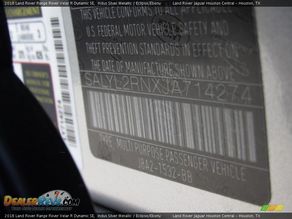 2018 Land Rover Range Rover Velar R Dynamic SE Indus Silver Metallic / Eclipse/Ebony Photo #24