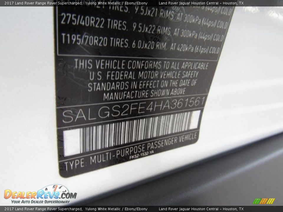 2017 Land Rover Range Rover Supercharged Yulong White Metallic / Ebony/Ebony Photo #24