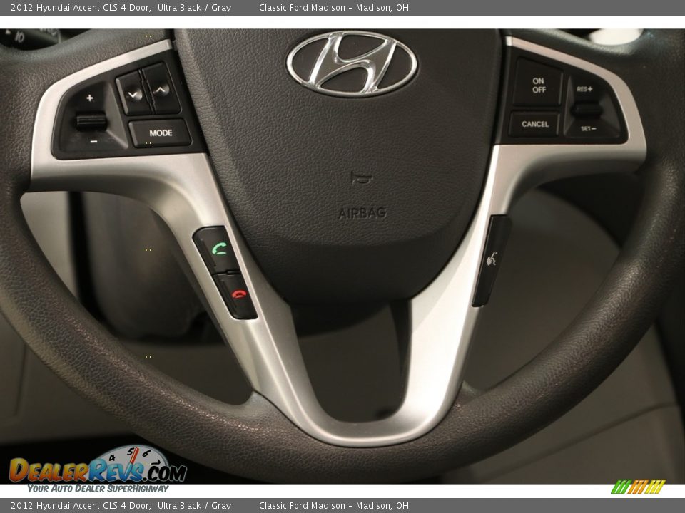 2012 Hyundai Accent GLS 4 Door Ultra Black / Gray Photo #5
