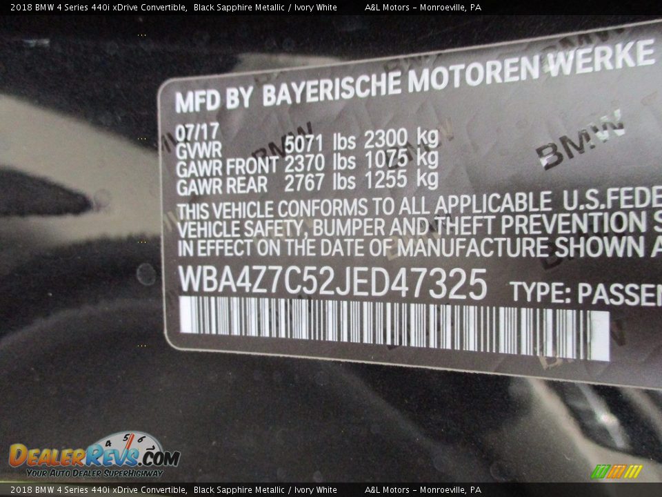 2018 BMW 4 Series 440i xDrive Convertible Black Sapphire Metallic / Ivory White Photo #19