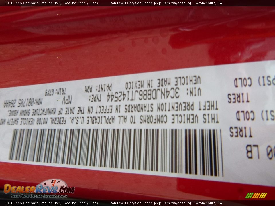 2018 Jeep Compass Latitude 4x4 Redline Pearl / Black Photo #15