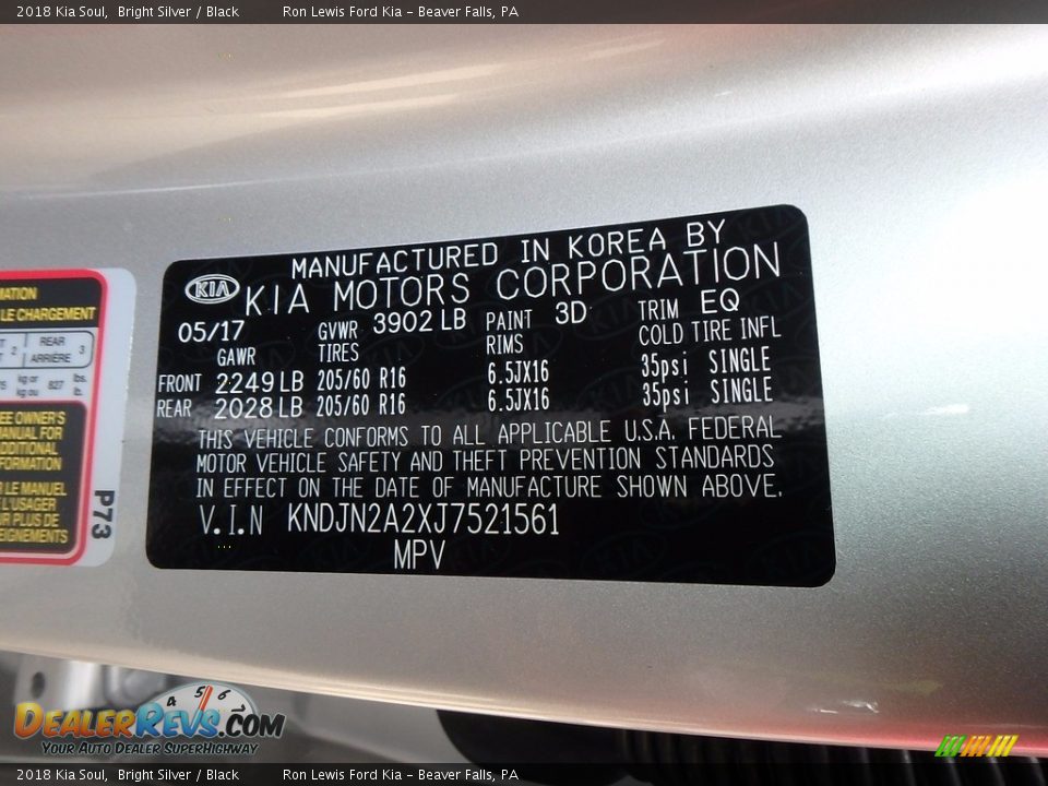 2018 Kia Soul Bright Silver / Black Photo #15