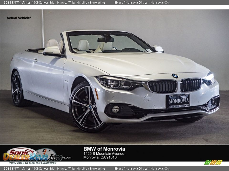 2018 BMW 4 Series 430i Convertible Mineral White Metallic / Ivory White Photo #1