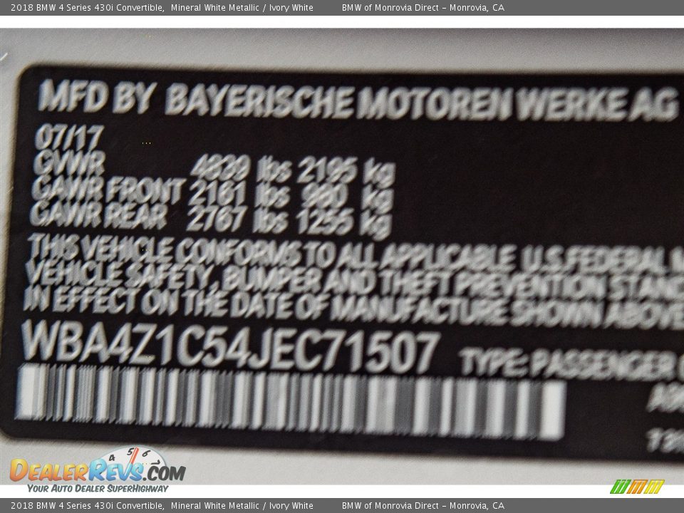 2018 BMW 4 Series 430i Convertible Mineral White Metallic / Ivory White Photo #10