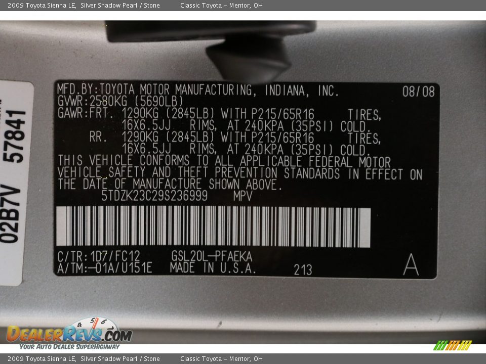 2009 Toyota Sienna LE Silver Shadow Pearl / Stone Photo #19