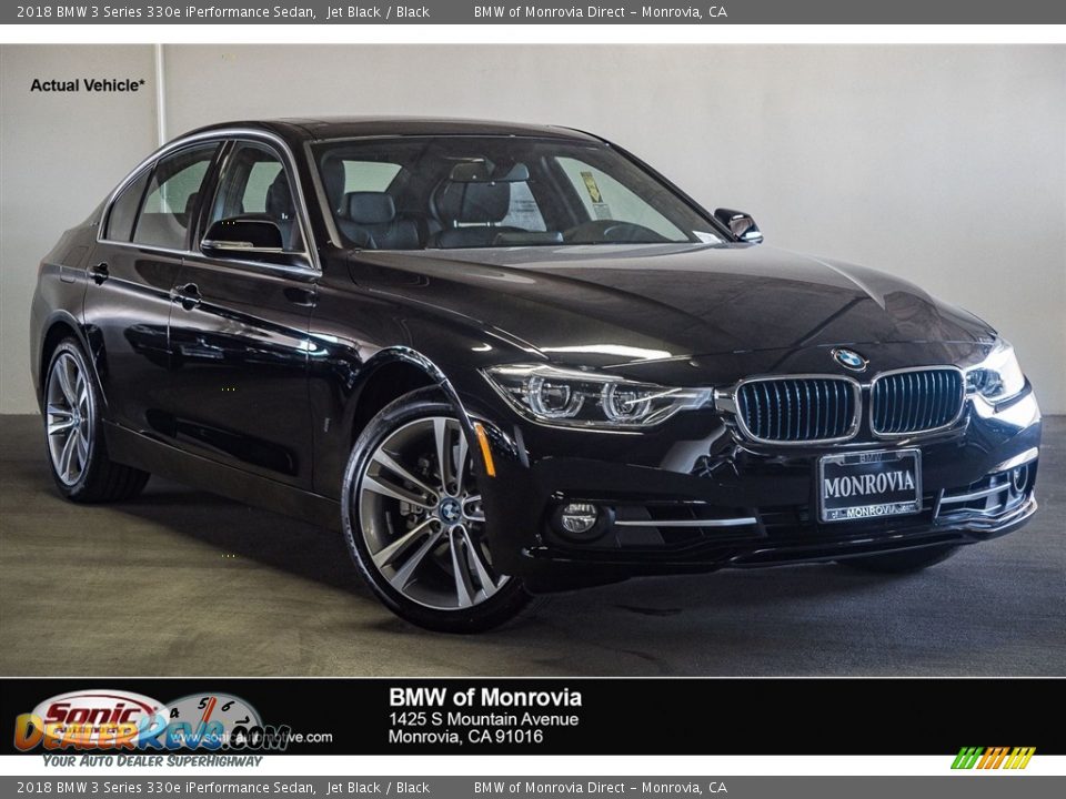 2018 BMW 3 Series 330e iPerformance Sedan Jet Black / Black Photo #1