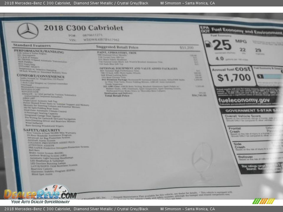 2018 Mercedes-Benz C 300 Cabriolet Window Sticker Photo #11